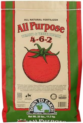 Down To Earth All Natural Fertilizers Organic All Purpose - 4-6-2, 25 lb | Plant Food for Tomatoes, Peppers, Eggplant, Squash, Herbs, Flowers
