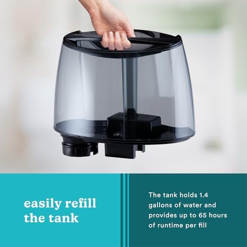 Homedics TotalComfort Plus Humidifier – Large Air Humidifiers for Bedroom, Plants – Top-Fill 5.3L Water Tank with Cool and Warm Mist
