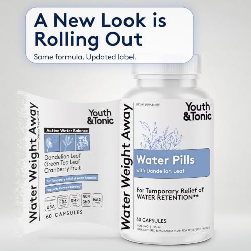 Youth & Tonic Natural Water Pills Weight Loss Women, Men, Water Retention