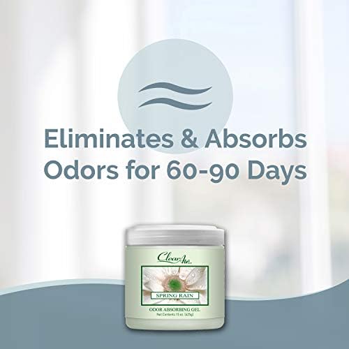 Clear Air 15oz Gel Odor Eliminator - Absorb & Remove Strong Odors from Pets, in Bathrooms, Basements, Garage, Cars, RVs & Boats - Eliminate Tough Odors with Essential Oils (Spring Rain, 2-Pack)
