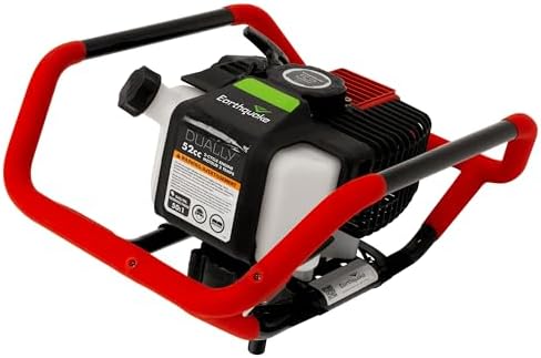 EARTHQUAKE 10310 Dually 1 or 2-Person Earth Auger Powerhead, 52cc 2-Cycle Viper Engine, Fits All Auger Bits 2”-10” Wide
