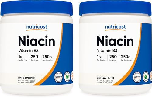 Nutricost Niacin (Vitamin B3) Powder 250 Grams, May Cause Flush | 1 g Per Serving