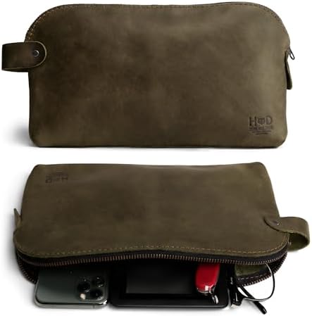 Hide & Drink, Large Rustic All Purpose Utility Bag for Cords & Chargers, Travel Bag, Multi-Purpose Bag, Full Grain Leather