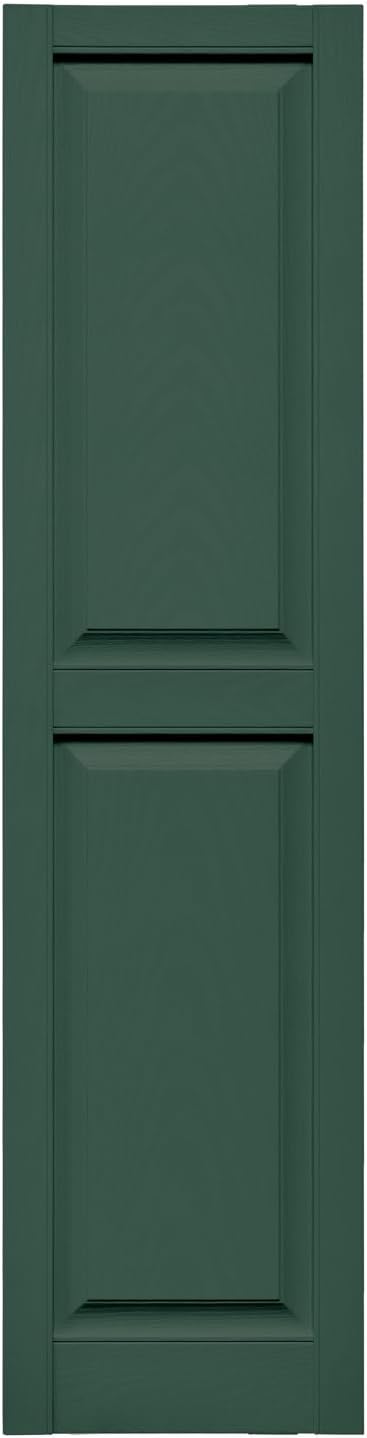 Mid America Raised Panel Vinyl Shutters (1 Pair) - 14.75 x 59 028 Forest Green - Decorative Window Shutters with Mounting Hardware - Injection