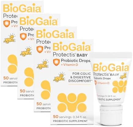 BioGaia Baby Probiotic Drops - Colic & Gas Relief + Vitamin D, 50-Day Supply, Safe for Newborns, Reduces Crying, Fussing, Colic, Gas