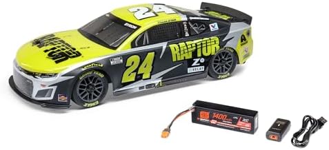 Losi 1/12 NASCAR RC Race Car William Byron No. 24 2025 Raptor Chevrolet ZL1 2S AWD Brushed On-Road Battery & Charger Included Black LOS1122524