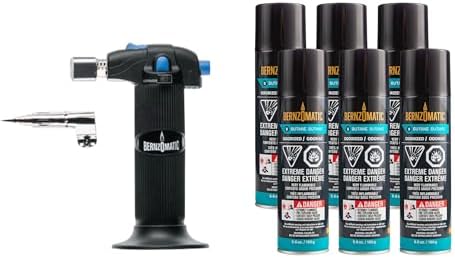 Bernz-O-Matic ST2200T Micro Flame Butane Torch Kit, Small, Black | Small Torch for Creme Brulee, Kitchen Cooking, Soldering & Jewelry Repair | Portable Mini Torch Lighter