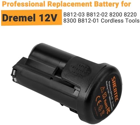 Shentec 12V Li-ion 3.0Ah Battery Compatible with Dremel B812-01 8200 | 8220 8300 B812-03 B812-02 B812-01 Cordless Tools,Lithium-Ion(Battery+Charger)