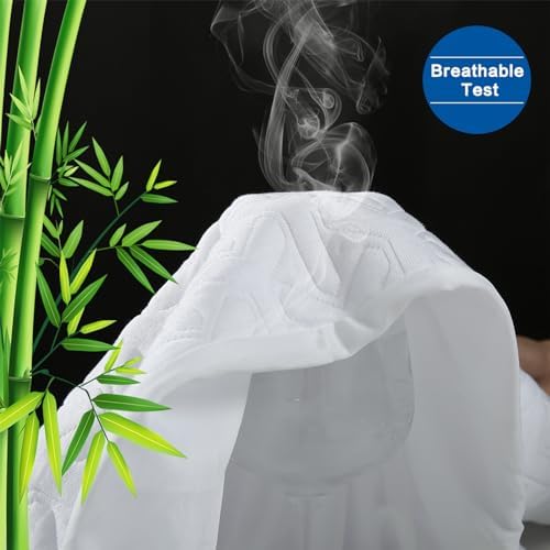 Premium Queen Size Mattress Protector Waterproof Cooling (White,60"x80")