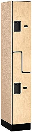 Salsbury Industries 2-Tier S-Style Designer Wood Locker with One Wide Storage Unit, 6-Feet High by 18-Inch Deep, Mahogany