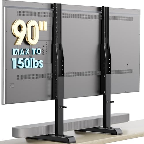 Table Top TV Stand with Height Adjustable TV Legs Replacement for Most 37-86 Inch Flat Curved TVs
