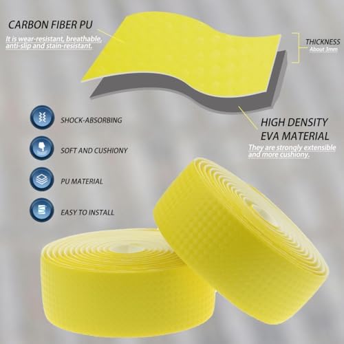 KINGOU Carbon Fiber PU Leather Road Bike Handlebar Tape Bar Tapes - 2PCS Per Set