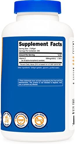 Nutricost Vitamin E 400 IU, 240 Softgel Capsules - Gluten Free, Non-GMO
