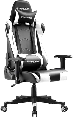 GTRACING Gaming Chair Racing Office Computer Ergonomic Video Game Chair Backrest and Seat Height Adjustable Swivel Recliner with Headrest and Lumbar