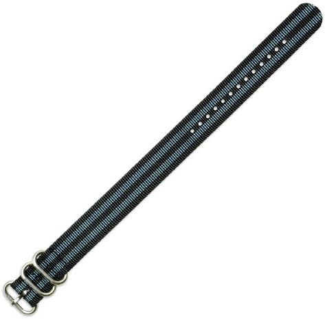 Military Ballistic Nylon Watch Band With Silver Tone Buckle-Choice of Color (Black, Brown, Olive, Black/Grey, Orange, Grey) & Width (18mm, 20mm, 22mm, 24mm, 26mm)