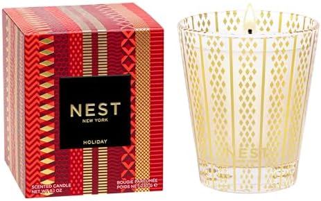 NEST New York Scented Classic Christmas Candle, Holiday - 8.1 oz - Up to 60-Hour Burn Time - Reusable Glass Vessel