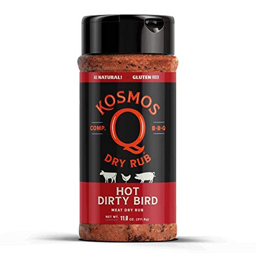 Kosmos Q Hot Dirty Bird BBQ Dry Rub, Spicy Seasoning with Chili Pepper, Brown Sugar, Garlic & Onion for Chicken, Turkey, Ribs, Pork