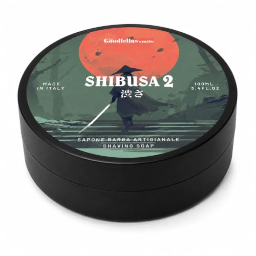 Goodfellas' Smile Shibusa 2 Tallow Shaving Soap, Made in Italy | Builds Dense, Cushioning Lather For Smooth Razor Glide, Scented With Almond, Peach