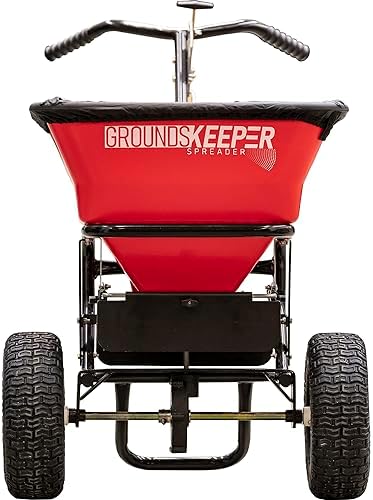 Buyers Products 3039632R Grounds Keeper All Season, Broadcast Walk Behind Push Spreader, 100lb Capacity, for Seed, Fertilizer, Winter Salt & Snow Melt