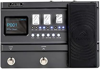 FLAMMA FX100 Guitar Multi-effects Pedal with 55 Amp Models 151 Built-in Effects 80' Looper 40 Drum Machine 10 3rd Party IR Slots Headphone OTG for