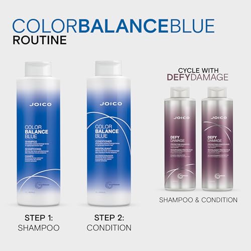 Joico Color Balance Blue Shampoo | For Lightened Brown Hair | Eliminate Brassy Orange Tones | Boost Color Vibrancy & Shine | Protect Against Harmful