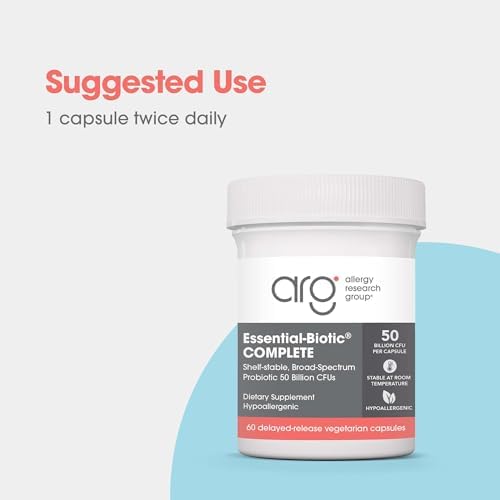 ARG Essential Biotic Complete - 50 Billion CFU Probiotic - Gut & Digestive Support - Delayed Release Capsules - Hypoallergenic - 60 Servings - 60