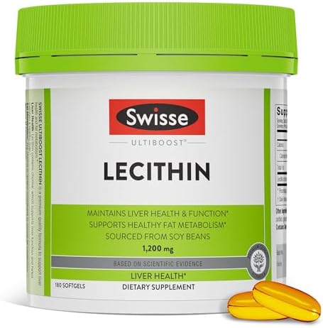 Swisse Soy Lecithin 1200mg Softgels Capsules | Maintains Liver Health and Function * | Supports Fat Metabolism * | Choline Lecithin Supplement 1200