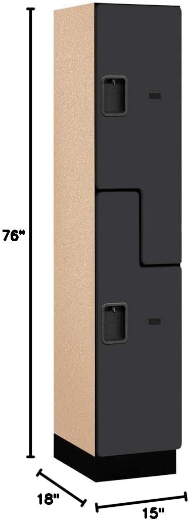 Salsbury Industries 2-Tier S-Style Extra Wide Designer Wood Locker with One Wide Storage Unit, 6-Feet High by 18-Inch Deep, Mahogany