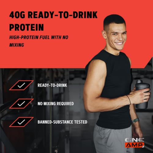 GNC AMP Wheybolic 40 Whey Protein Shake, Vanilla, 14 oz