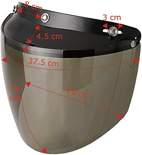 3-Snap Flip Shield Visor for Motorcycle Helmets (Clear)