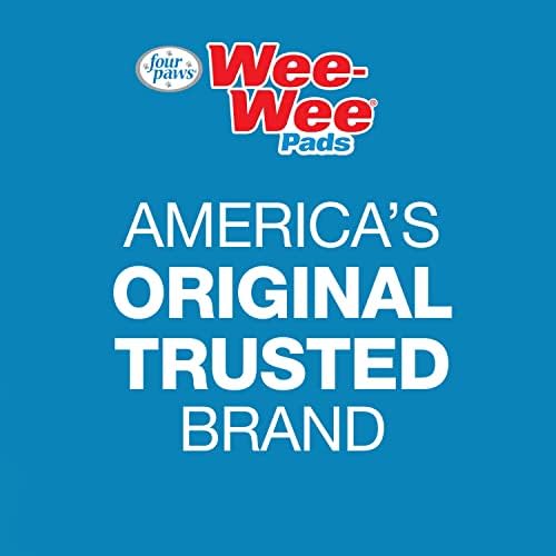 Four Paws Wee-Wee Super Absorbent Pads for Dogs, 22 Count | Leak-proof puppy pads, locks in wetness, dog housebreaking & potty training, all day floor protection, 24" x 24"