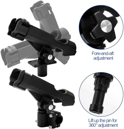 Bekith 2 Pack Fishing Rod Holder with Combo Mount, Adjustable Fishing Boat Rod Holder, Black Finish