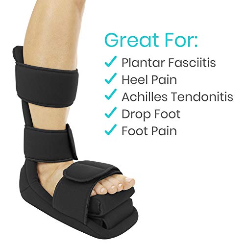 Vive Plantar Fasciitis Night Splint Plus Trigger Point Stretch Wedges | Soft Leg Brace Support, Orthopedic Sleeping Immobilizer Stretch Boot (Large: Men's: 8.5-11, Women's: 10-12)
