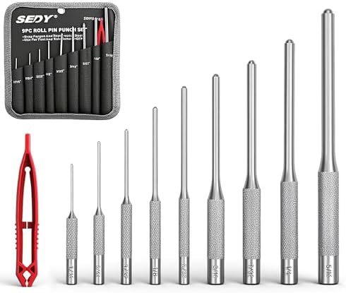 9-Piece Roll Pin Punch Set - Fast Pin Removal - Durable Steel & Construction - For Automotive, Firearm Maintenance, Watch