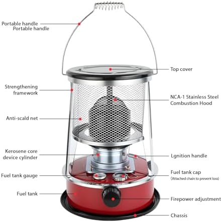 Kerosene Heater, 2 in 1 Portable Kerosene Heater & Stove, 9000 BTU, No Electricity Required, Use for Camping, Hunting, Cooking, Home, Garage