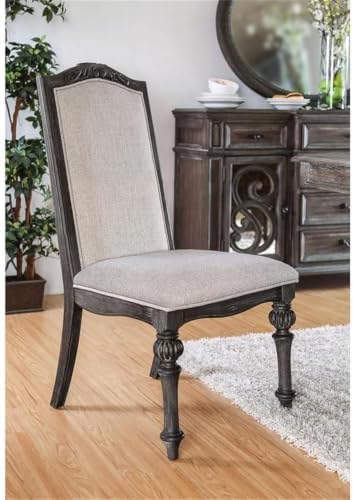 Furniture of America Clyde Fabric Padded Dining Chair in Natural Tone (Set of 2)