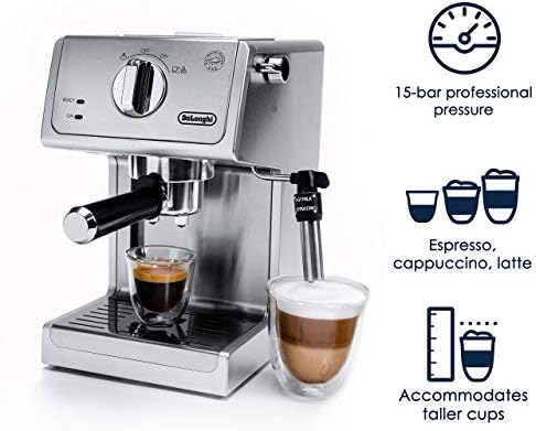 De'Longhi 15-Bar Pump Espresso Machine with Milk Frother & Temperature Control - Compact Home Barista Coffee Maker for Espresso, Latte, Cappuccino & Iced Coffee, Easy to Clean Design