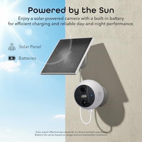 Geeni Perch 3MP Smart Magnetic Battery Camera with 3W Solar Panel – 2K HD Outdoor Wireless Security Camera with Continuous Solar Power, Color Night Vision, LED Spotlight, & IP65 Weatherproof