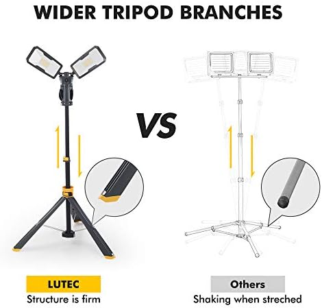 LUTEC Upgraded 5000K 15000 LM 105 W LED Work Light with Telescoping Tripod