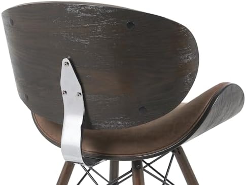 Armen Living Cassie Dining Chair in Black Faux Leather and Walnut Wood Finish 20D x 21W x 31H in