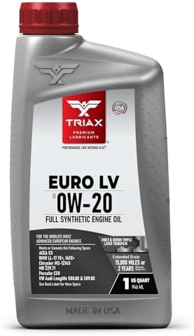 TRIAX Euro LV 0W-20 Full Synthetic European Car Engine Oil | 15K Miles | Compatible with BMW LL-12+, LL-17+, MB 229.71, VW 508.00/509.00 (1 Quart)