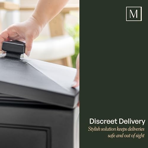 Mayne Fairfield Garden Hose Bin - Black - 17in L x 17in W x 18in H - Holds up to 100 ft. of standard garden hose (5858-B) | Concealed storage, Holds 100ft hose, Fade resistant, All-season, 15-year warranty