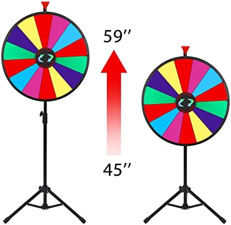 HomGarden 24" Colorful Spinning Prize Wheel | Dual-Use Tabletop/Floor Stand | Dry-Erase Board for Christmas, Carnival, Fundraiser