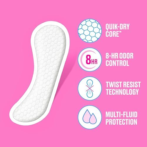 Carefree Panty Liners for Women, Regular, Wrapped, Unscented, 54 ct