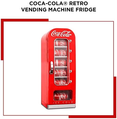 Coca-Cola AC/DC Retro Vending Electric Cooler with 10 Can Capacity - Beverage Vending Machine with Thermoelectric Cooling and Tall Window Display