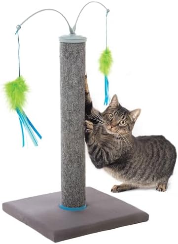 SmartyKat Scratch 'N Spin Carpet Cat Scratching Post with Spinning Wand Toys - Gray, One Size