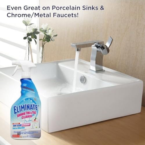 Clean-X Eliminate Shower Tub & Tile Cleaner- 32 fl oz. - Shower Cleaner. Powerful Cleaner removes soap scum and hard water minerals by UNELKO
