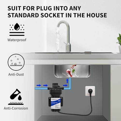 TDRRICH 5.5GPM 75PSI RV Water Transfer Pump for Home, 110V Electric Water Pressure Increaser Diaphragm Pump for Boat Yacht