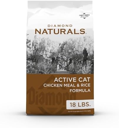 DIAMOND NATURALS Indoor Adult Dry Cat Food, Chicken & Rice, 18lb | With Real Chicken for Great Taste | Omega Fatty Acids to Help Support Skin & Coat Health | Taurine for Heart & Eye Health