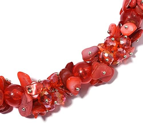 Shop LC Red & Multi Color Shell Cubic Zirconia CZ Bead Strand Beaded Necklace Fashion Delicate Gifts for Women Jewelry